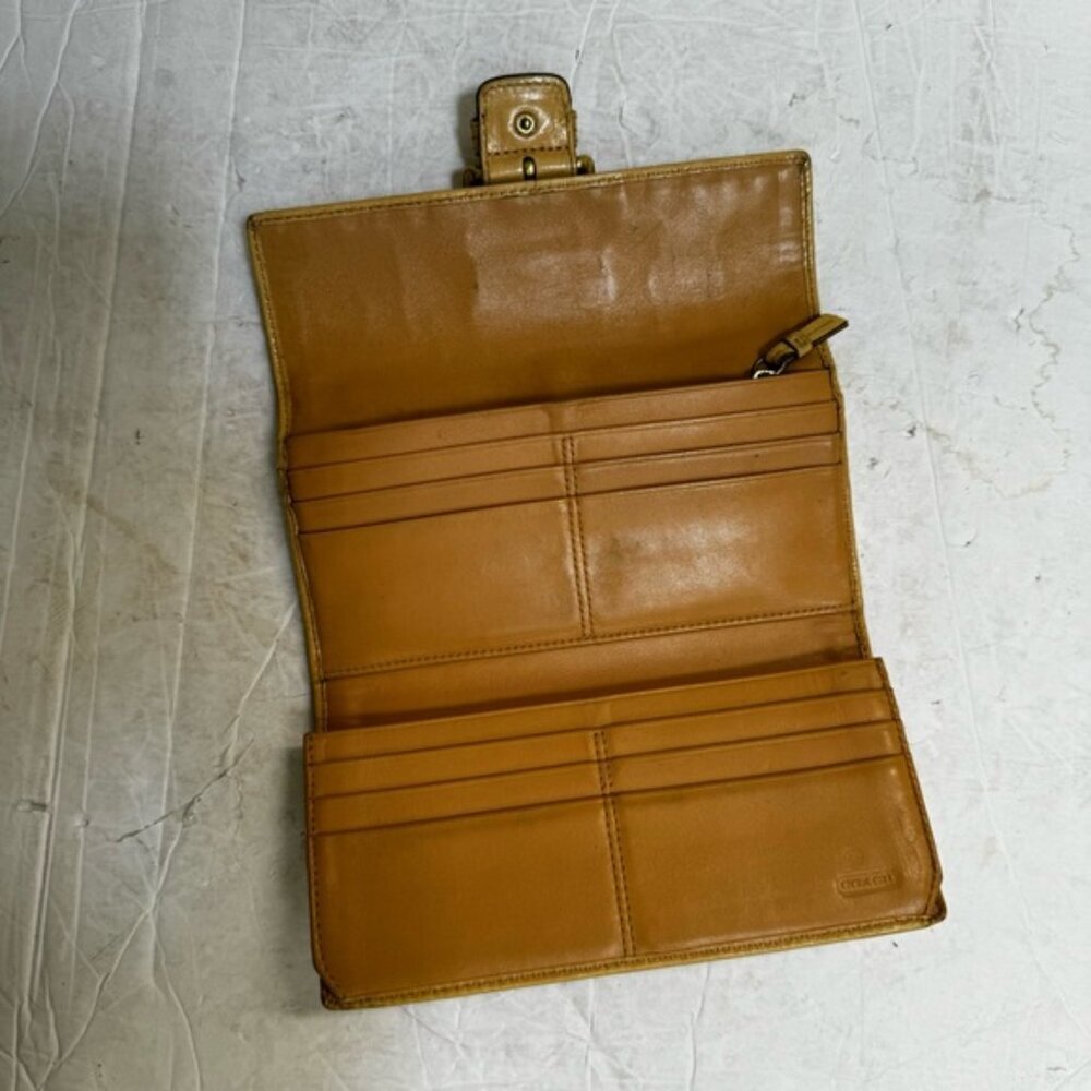 Coach Vintage Soho Leather Wallet Topstitch Neutral Buckle Logo Clutch Organizer - Picture 3 of 16